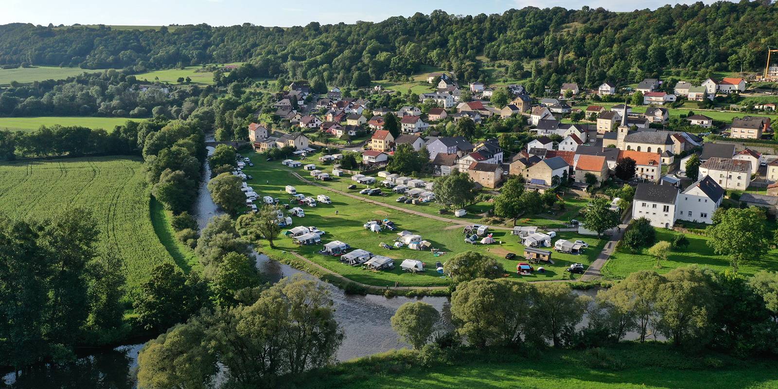 Unser Campingplatz in Wallendorf an der Our aus der Vogelperspektive